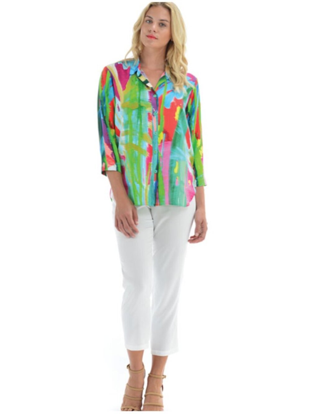 Jam's World Coastal split-neck tunic in Fire Garden Print